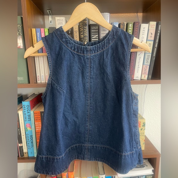 Madewell Boxy Denim Shell Top Medium sz 8 - Picture 8 of 8